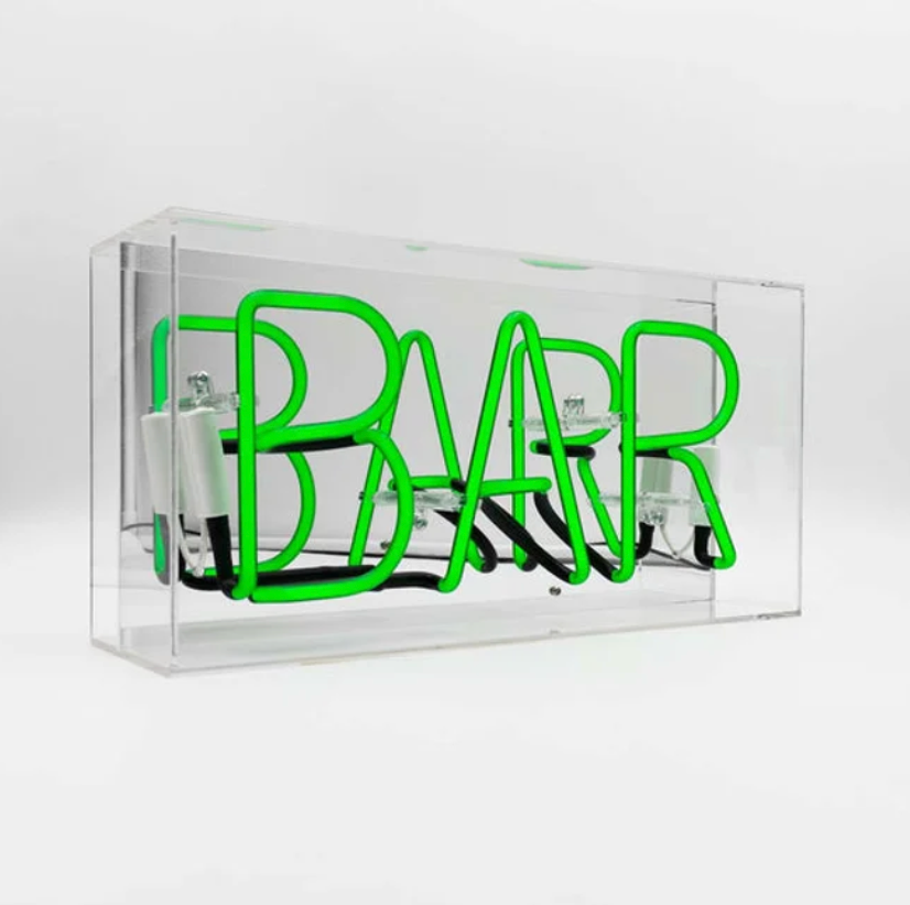Green ‘BAR’ Acrylic Box Neon Light