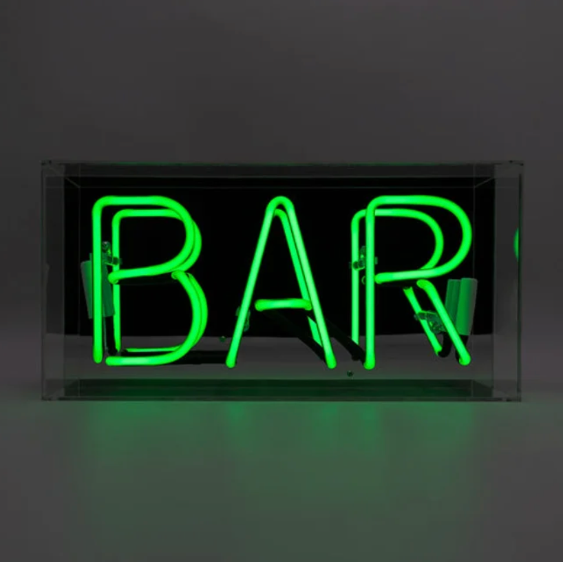 Green ‘BAR’ Acrylic Box Neon Light