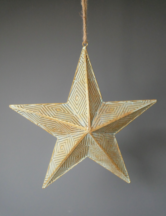 Large Gold Hanging Star Metal Decoration