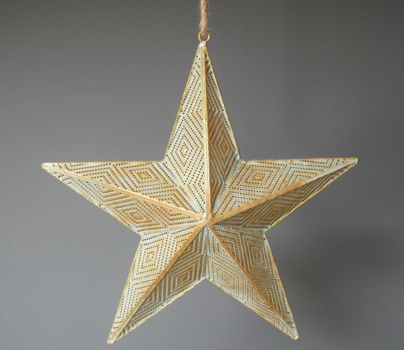 Large Gold Hanging Star Metal Decoration