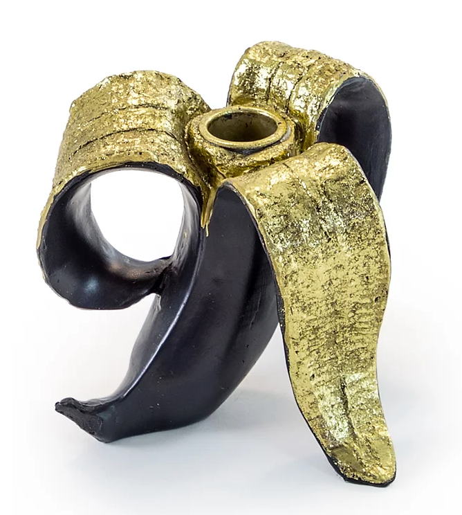 Black and Gold Banana Skin Candle Holder