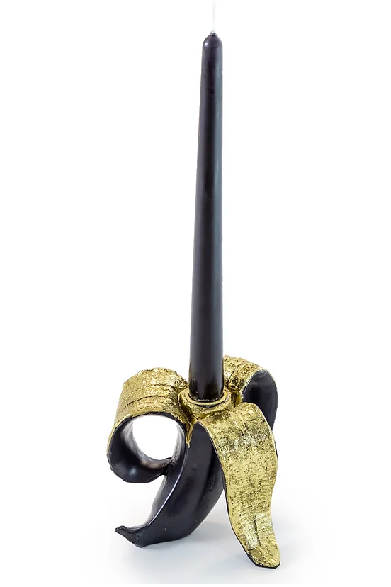 Black and Gold Banana Skin Candle Holder