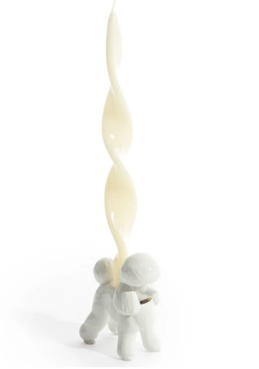 White Poodle Candle Holder