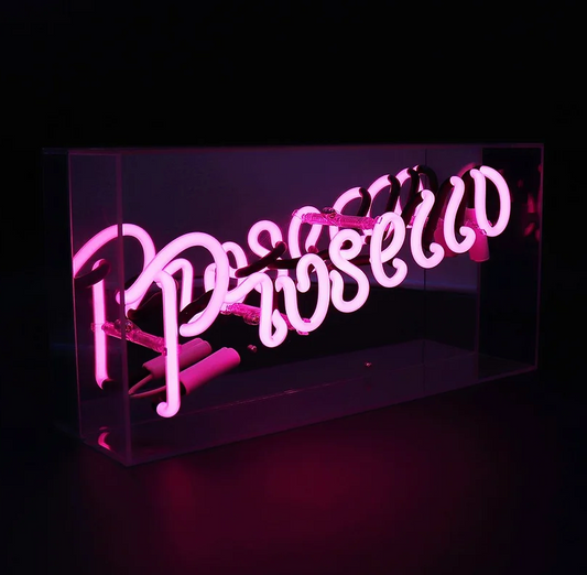 Pink 'PROSECCO' Acrylic Box Neon Light