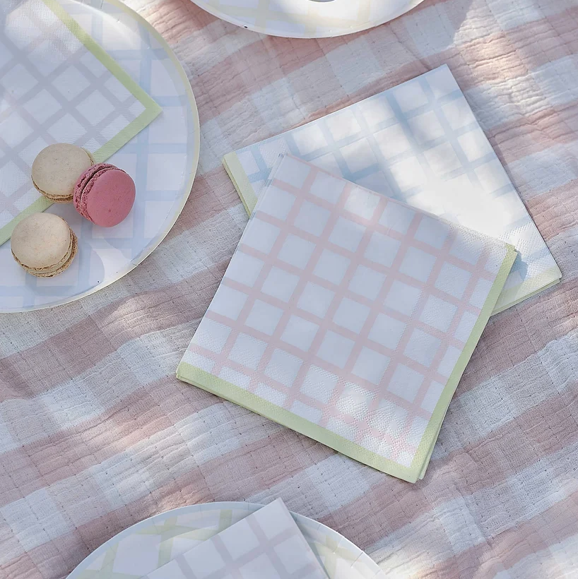 Pretty Check Paper Napkins Pack of 16