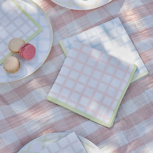 Pretty Check Paper Napkins Pack of 16