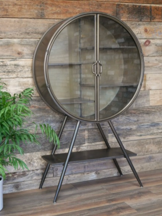 Round 'industrial look' cabinet