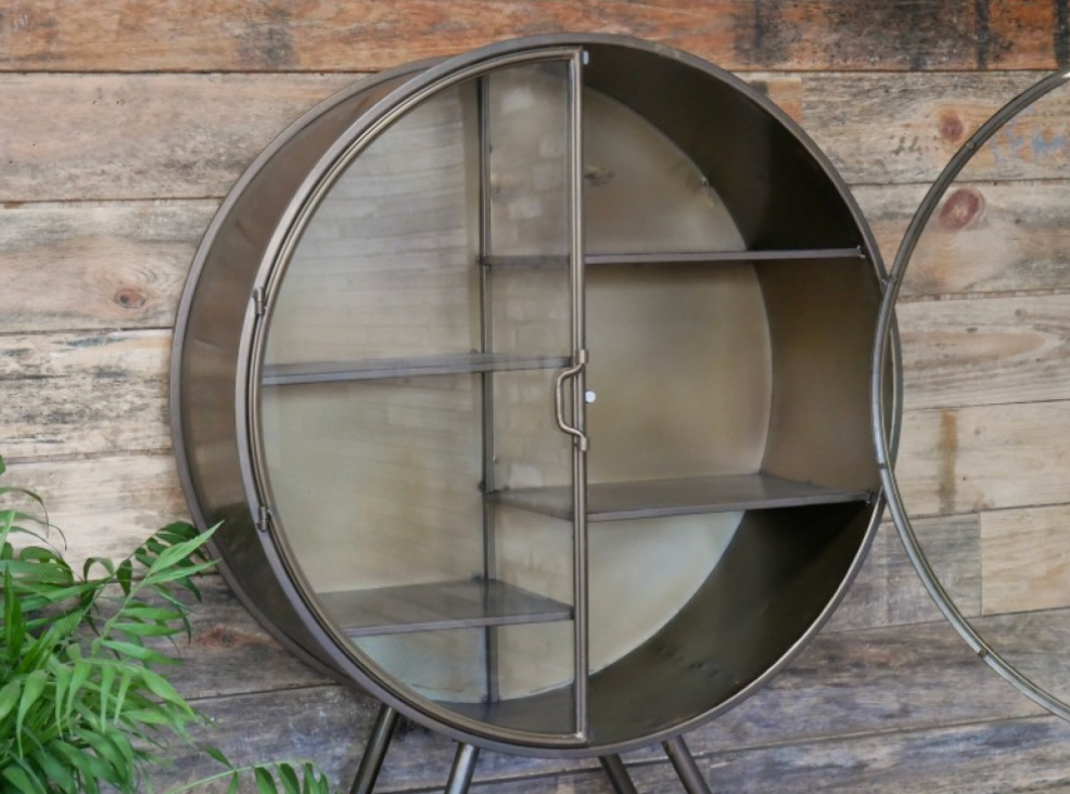 Round 'industrial look' cabinet