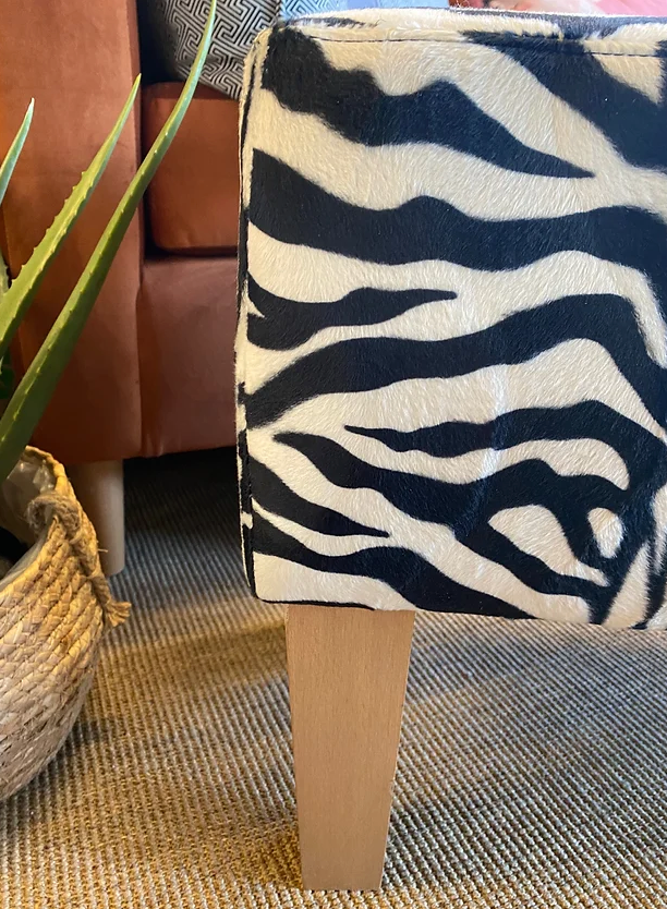 Zebra velvet print stool
