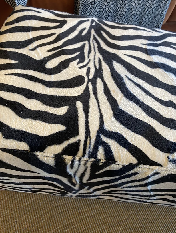 Zebra velvet print stool