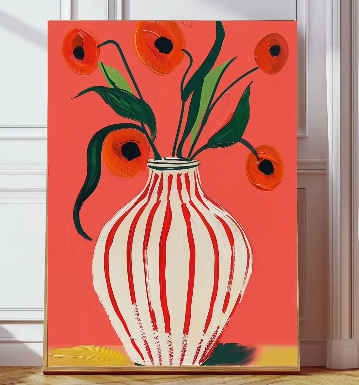 Stripy Vase Flower Abstract A3 Print