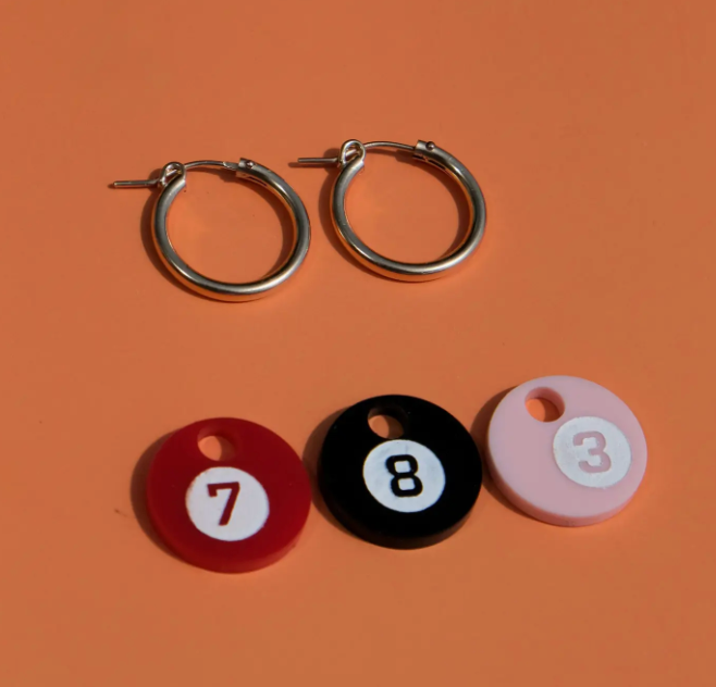 8 Ball Hoop Earrings