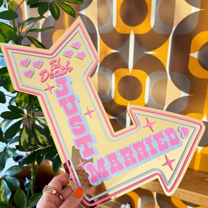 Just Married Arrow Mirror