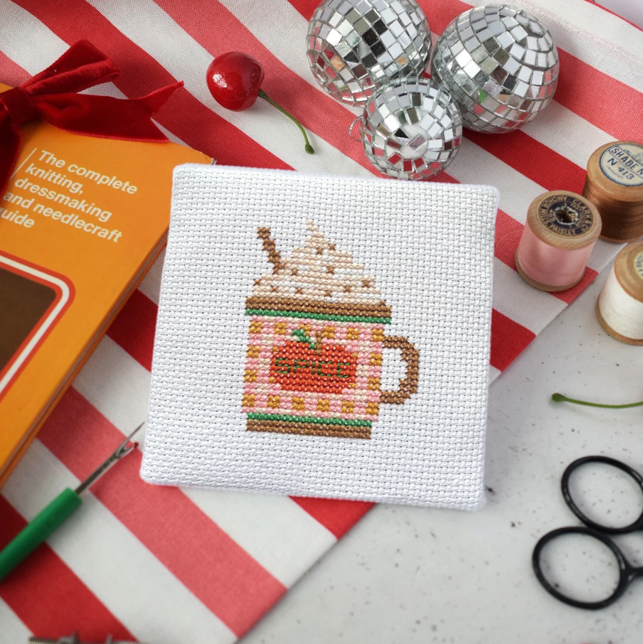 Pumpkin Spice Latte Mini Cross Stitch Kit