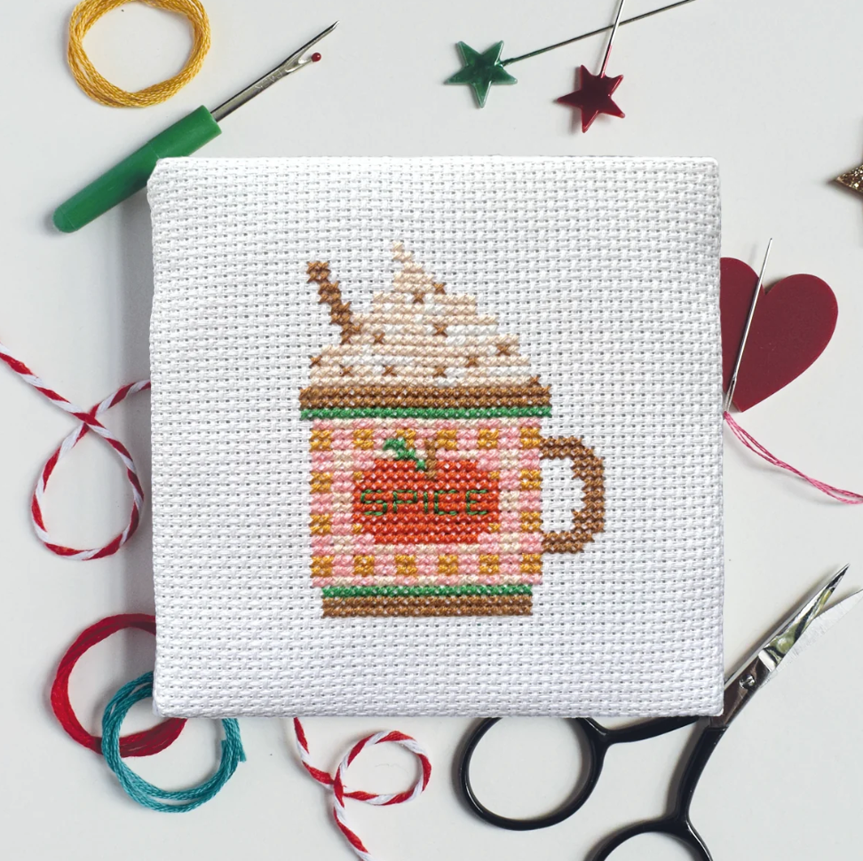 Pumpkin Spice Latte Mini Cross Stitch Kit