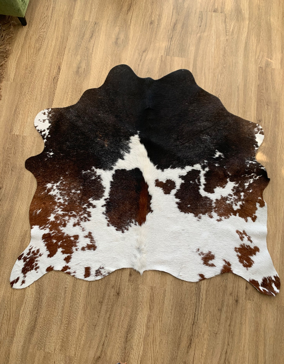 Small Cow Hide Rug Brown And Off White