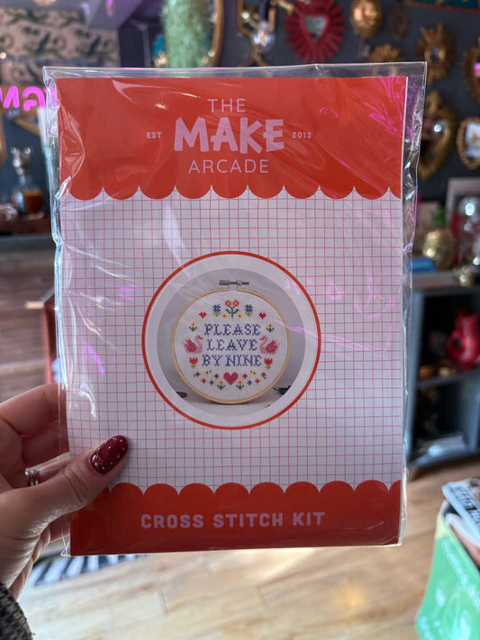 'Please leave by Nine' Large Cross Stitch Kit