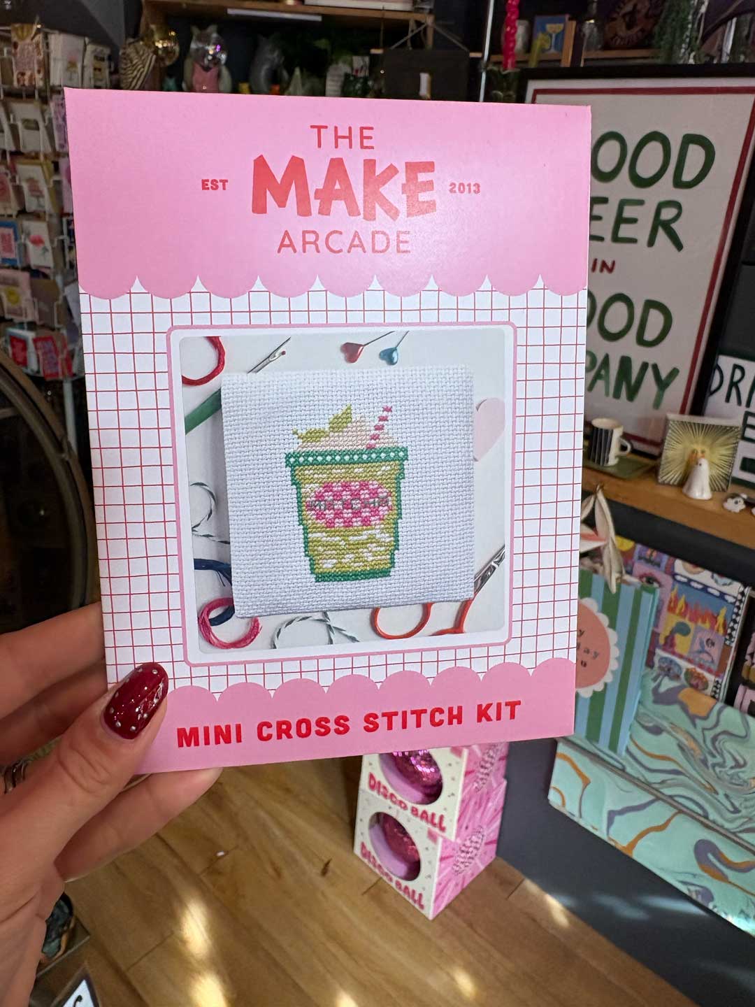 Iced Matcha Latte Mini Cross Stitch Kit