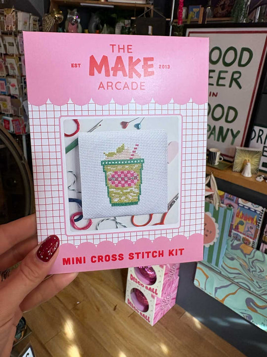 Iced Matcha Latte Mini Cross Stitch Kit