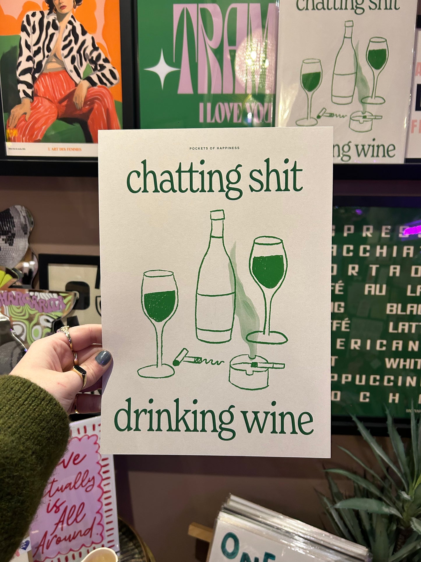 Chatting Shit & Drinking Wine A4 Print