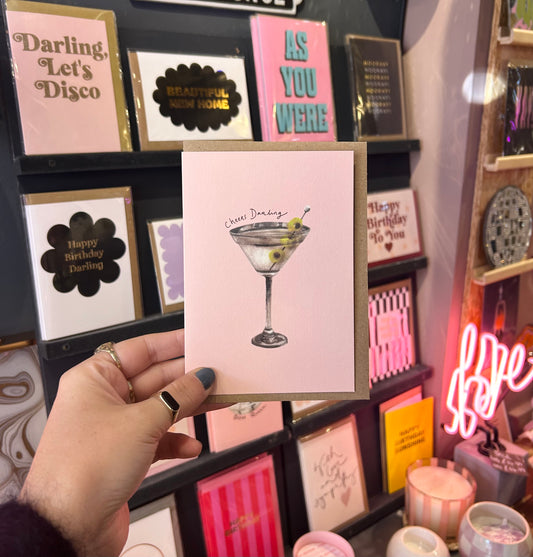 'Cheers Darling' Martini Card