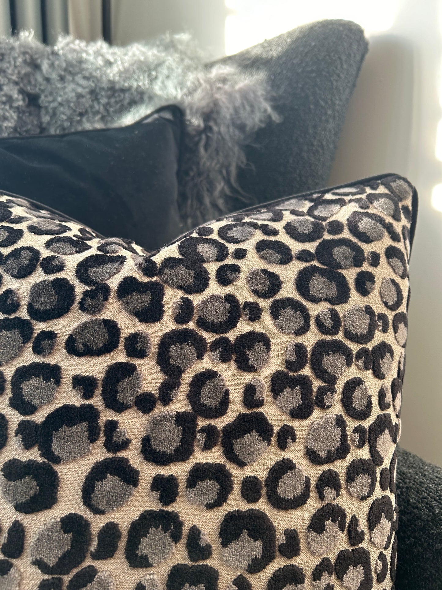 Grey Leopard Print Cushion