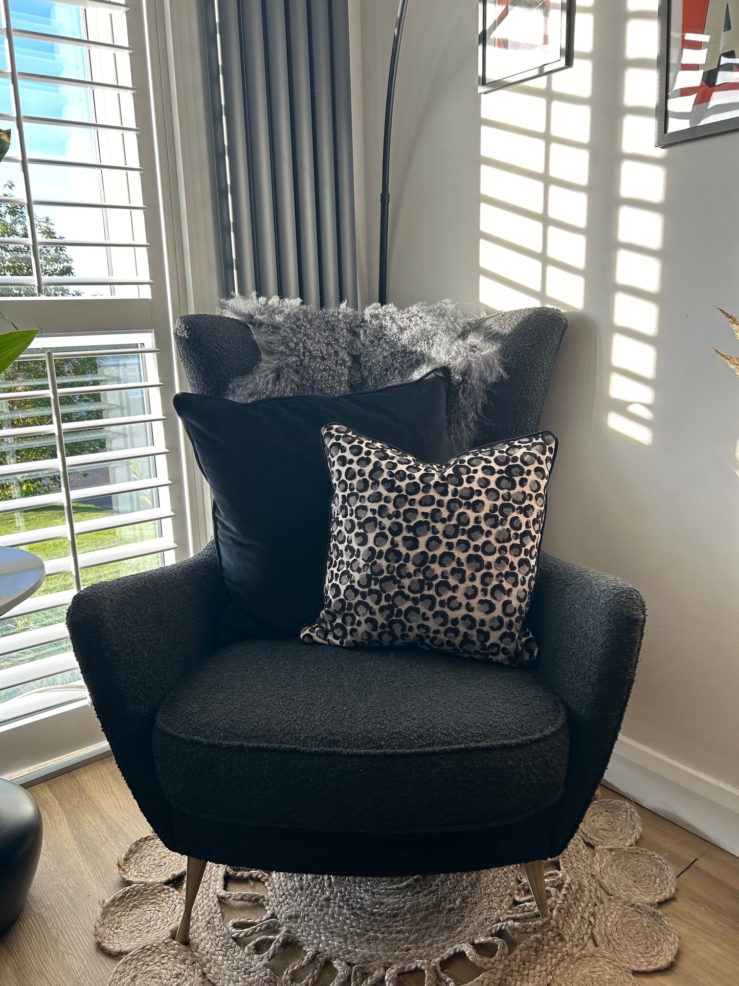 Grey Leopard Print Cushion