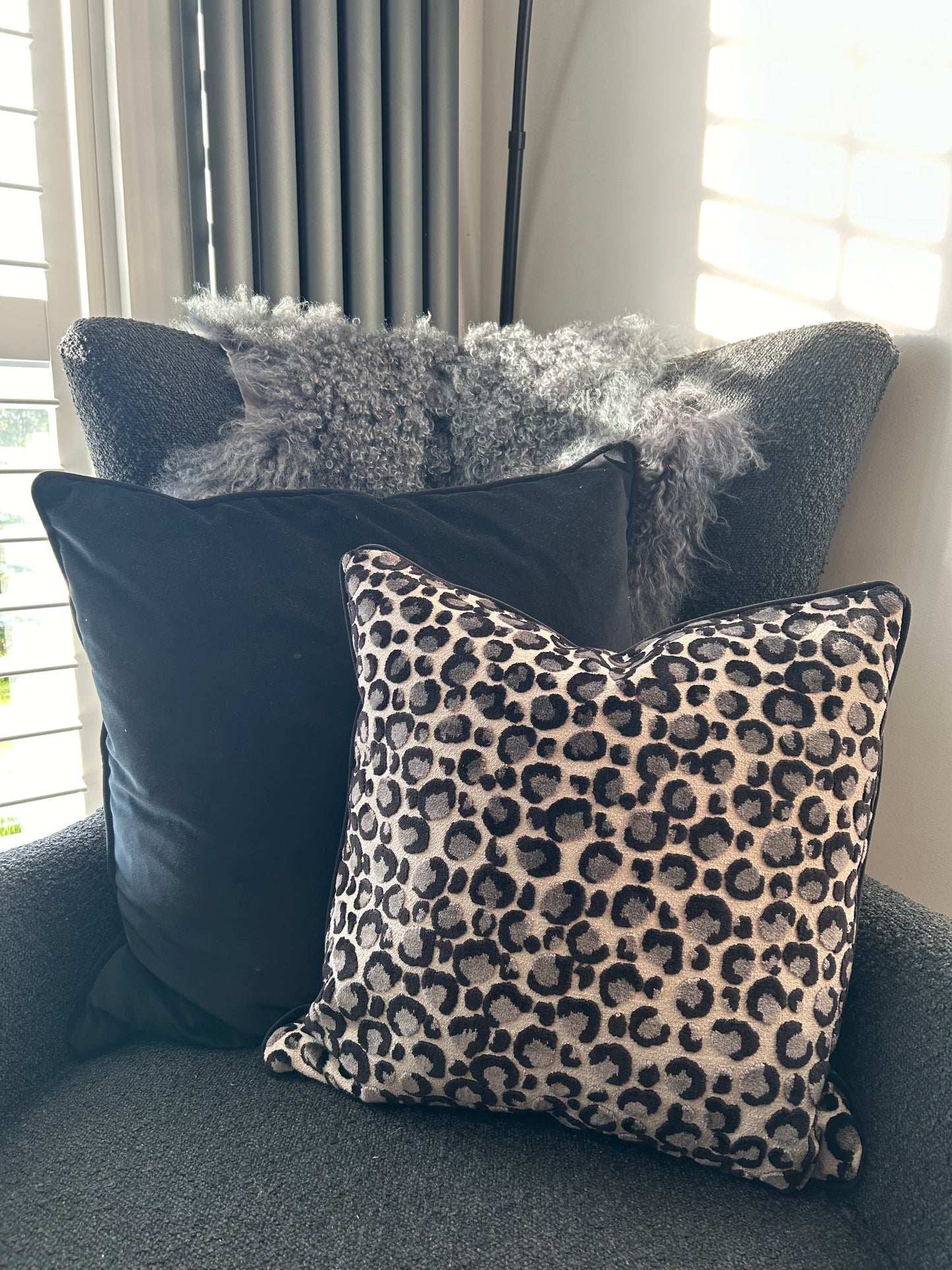 Grey Leopard Print Cushion