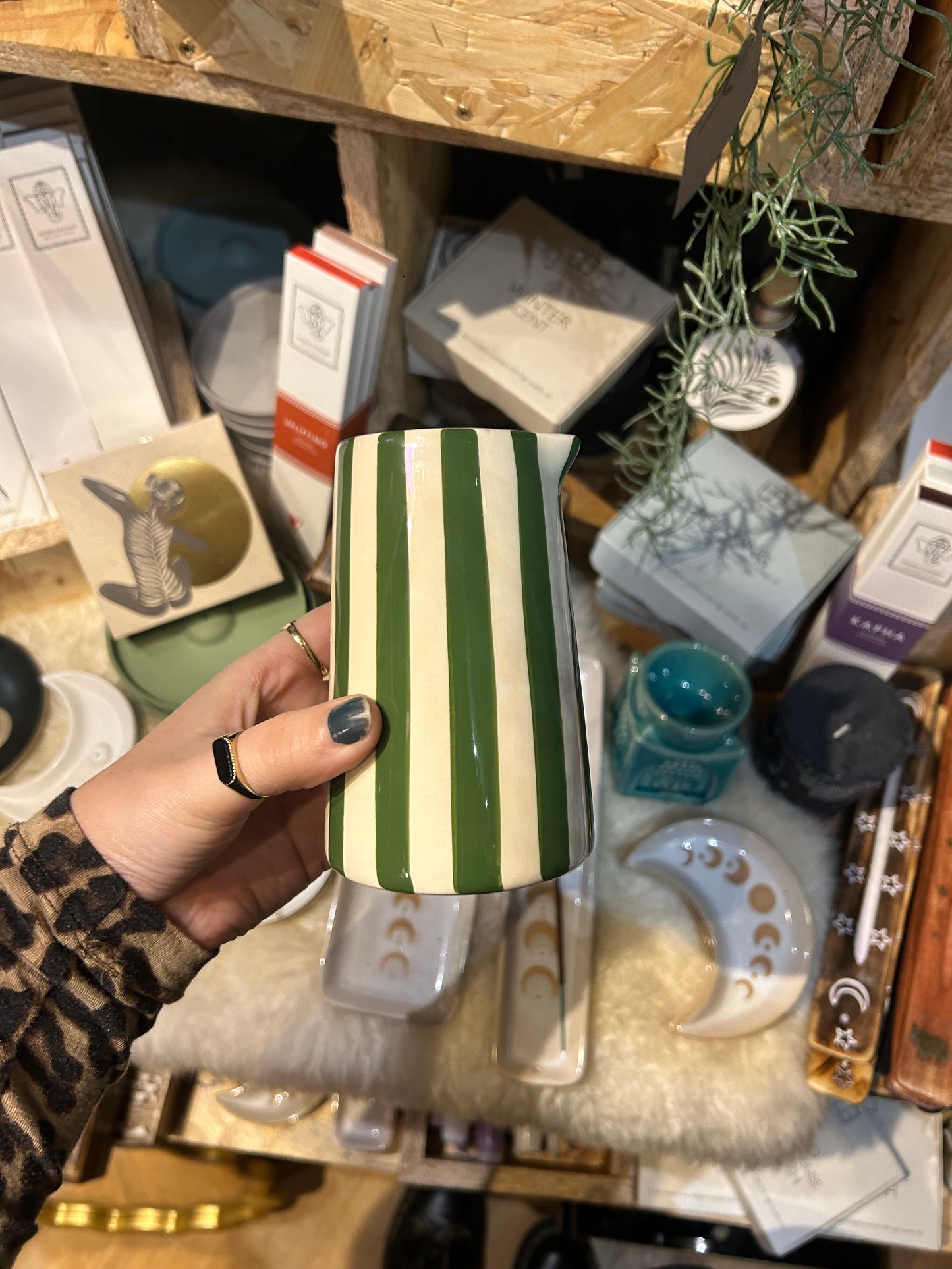 Moss Green Candy Stripe Creamer