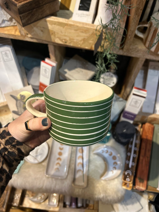 Moss Green Sgraffito Mug