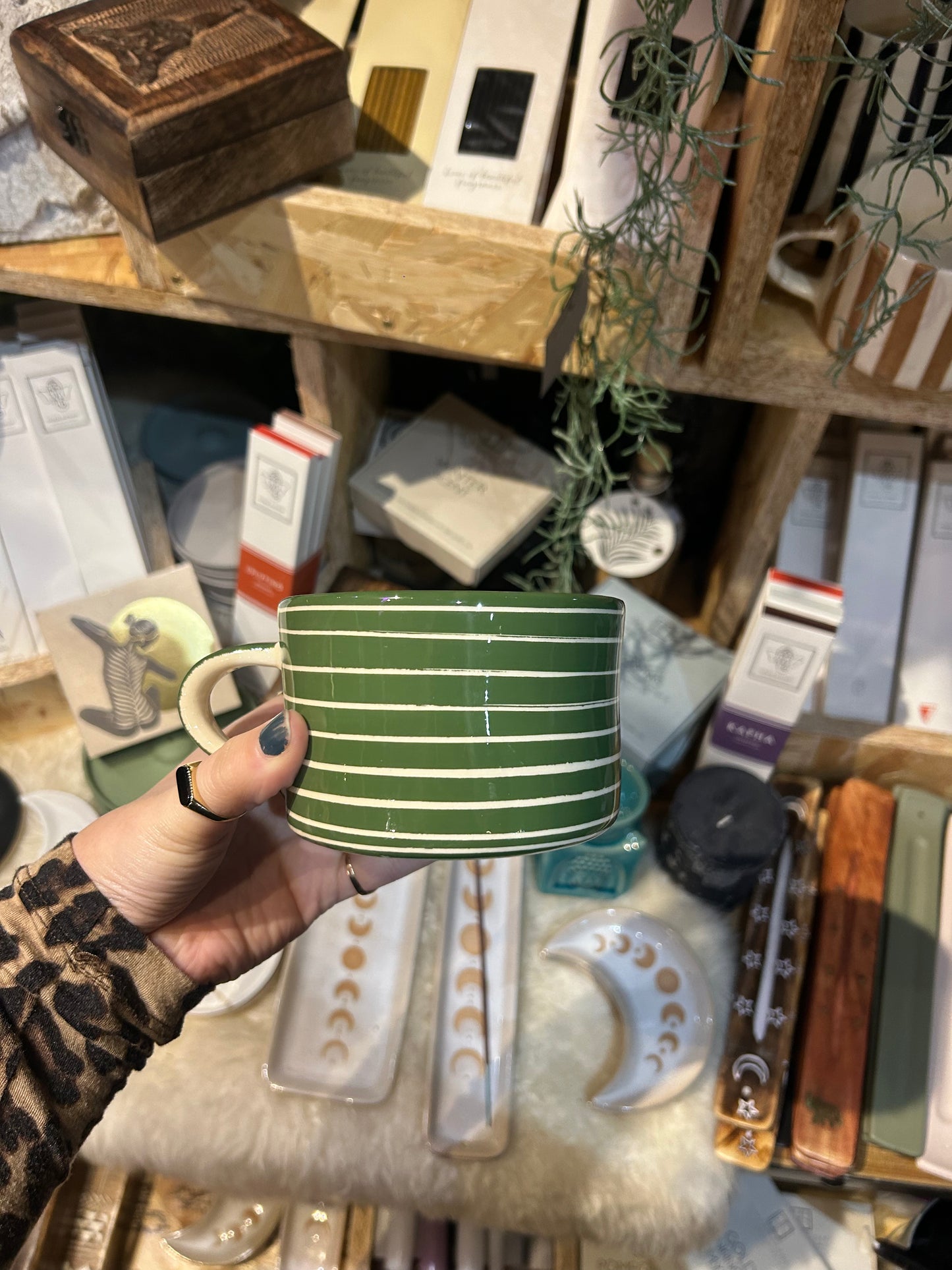 Moss Green Sgraffito Mug