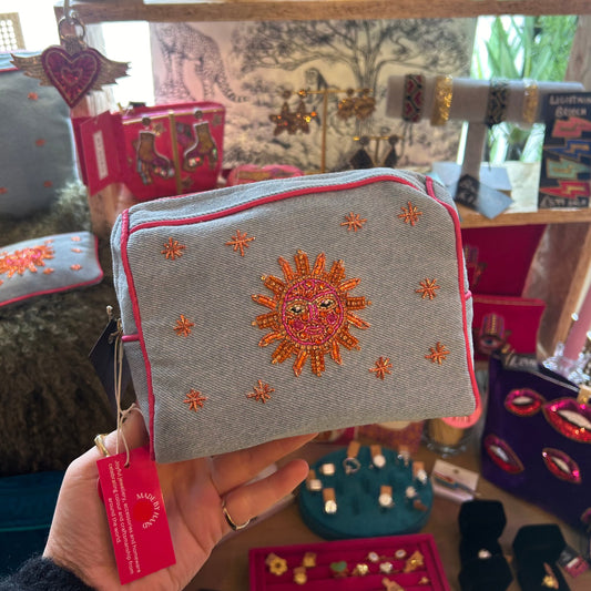 Denim Sun Makeup Bag